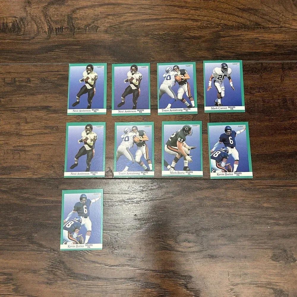 1991 Chicago Bears Football Trading Cards Lot Of 9